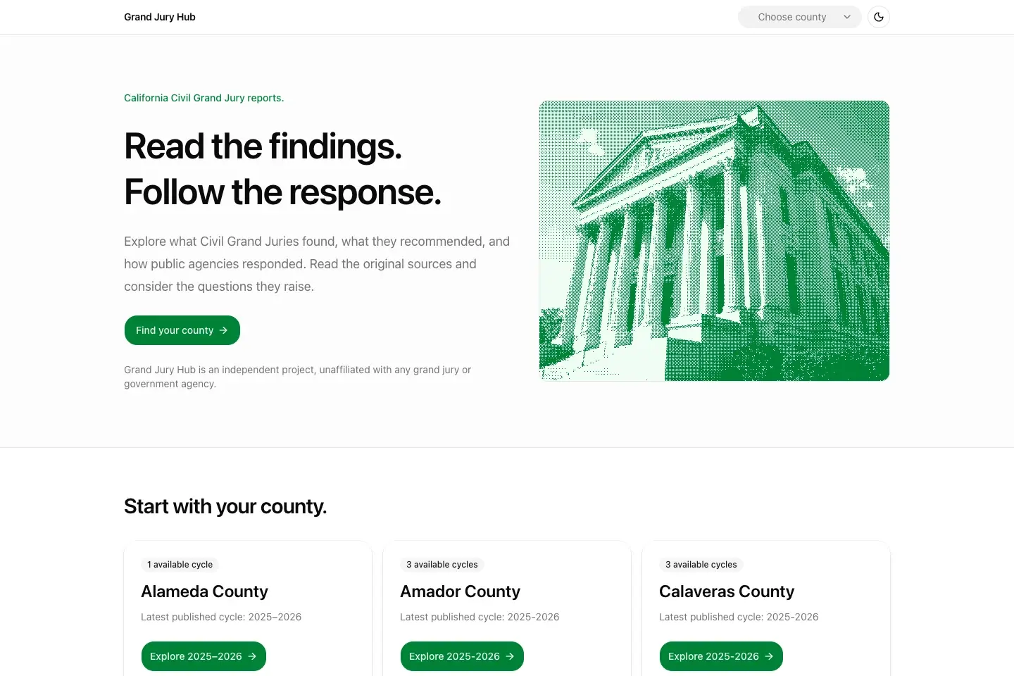 Grand Jury Hub desktop interface