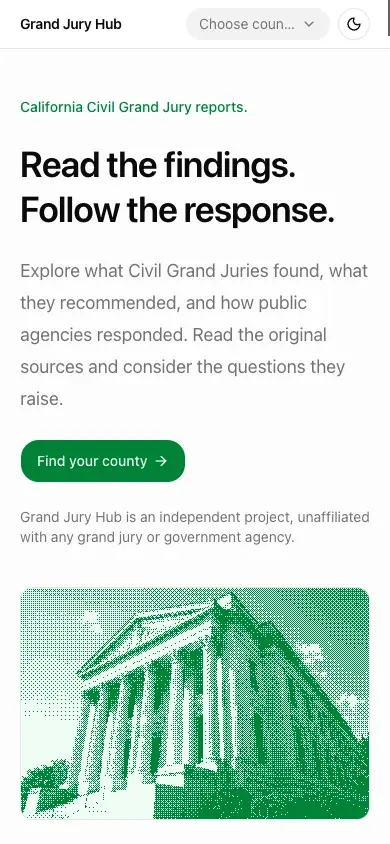 Grand Jury Hub mobile interface