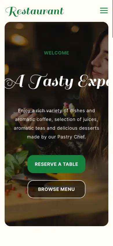 restaurant template mobile interface