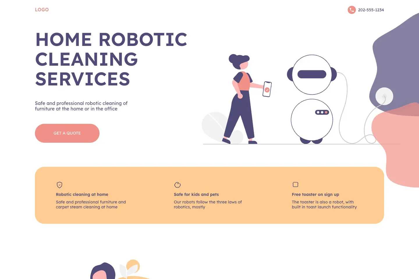 robotic-cleaning service template desktop interface