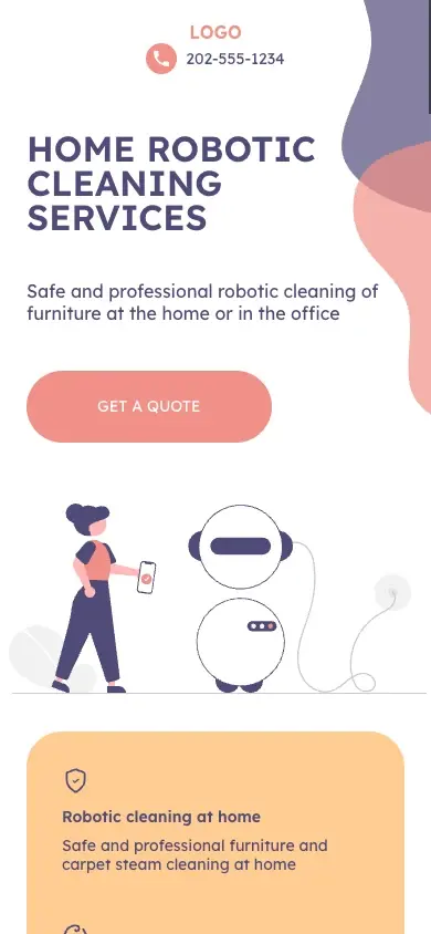 robotic-cleaning service template mobile interface