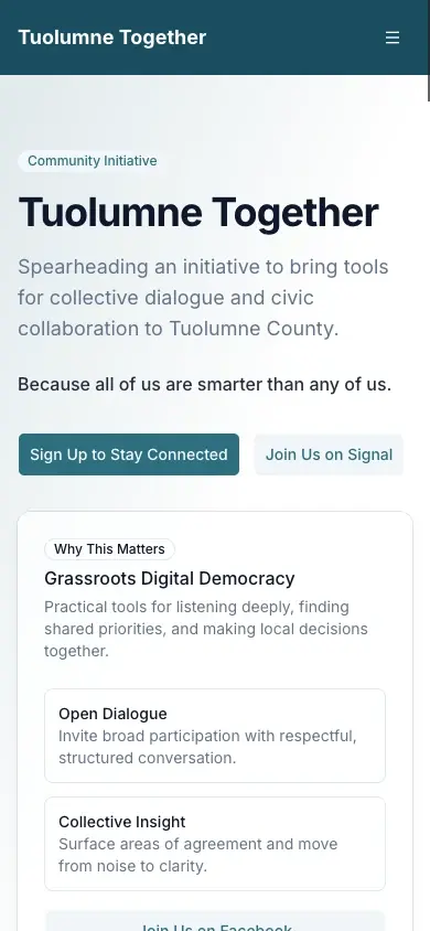 Tuolumne Together mobile interface